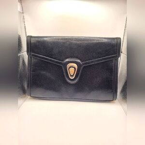 Vintage Gucci Black Leather Clutch/ Bab